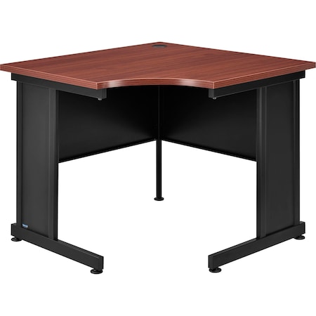 Interion By Global Industrial Corner Desk, 36 in D X 30 in H, 36 in W X Steel Frame, Laminate Top, Mahogany 240347MH